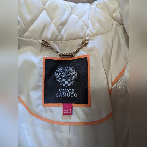 Vince Camuto White & Suede Puffer Jacket s: L - Picture 3 of 13